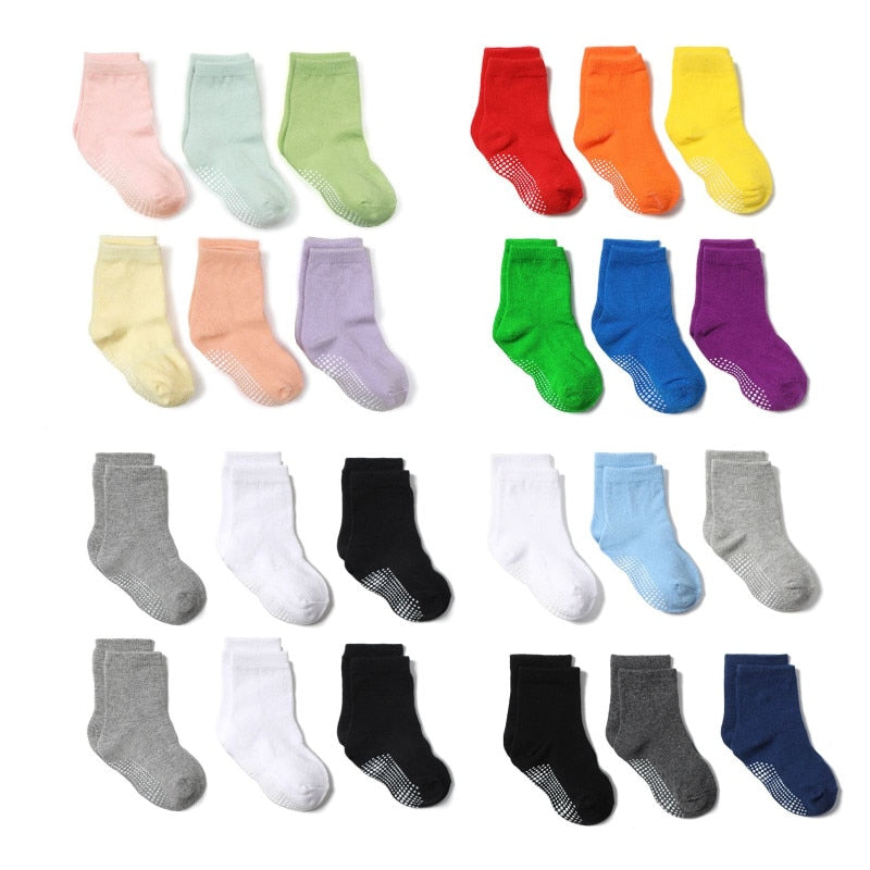 6 Pairs Children's Anti-slip Boat Socks for Boys 1-3 Years