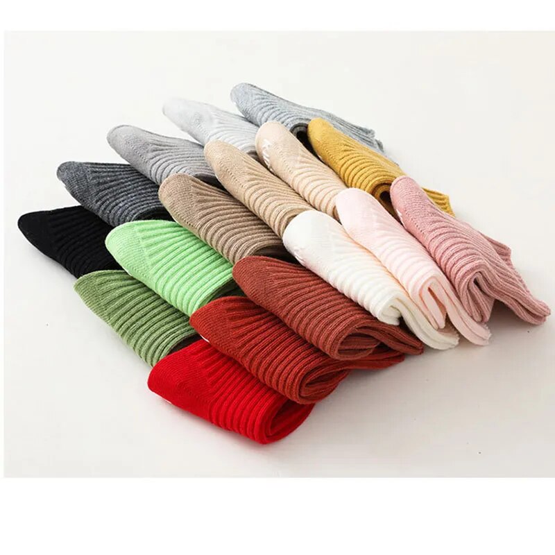Spring Autumn White Floor High Long Socks Korean Casual Cotton Stitch Anti-slip Stripe Stocking for Kids Newborn Baby Girls Boys