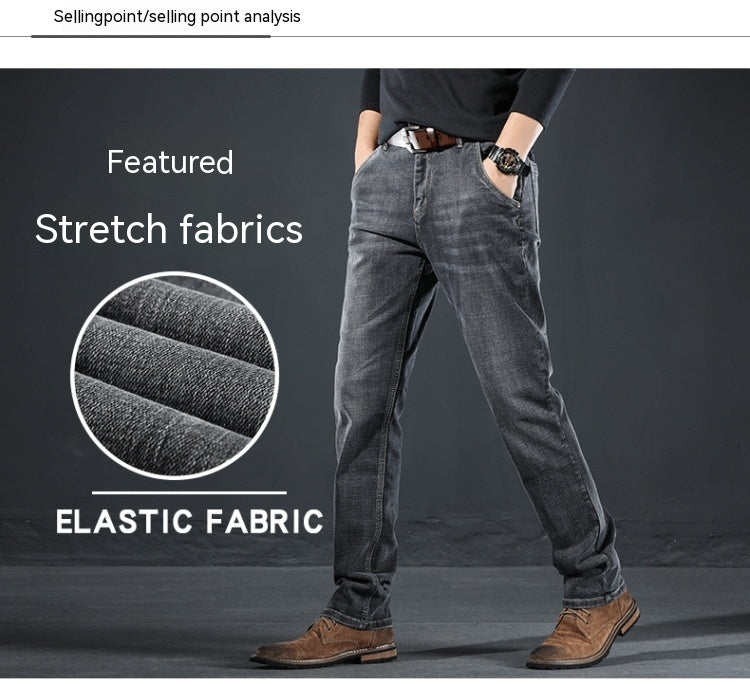 "Upgrade your style with Men's Loose Straight Smoky Gray Jeans – Comfort meets fashion perfection." image 6