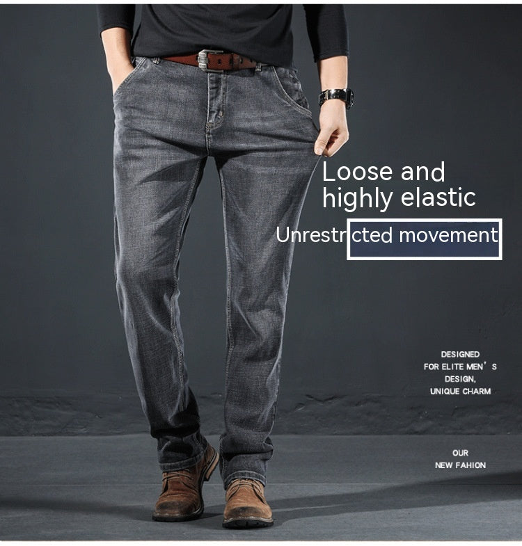"Upgrade your style with Men's Loose Straight Smoky Gray Jeans – Comfort meets fashion perfection." image 5