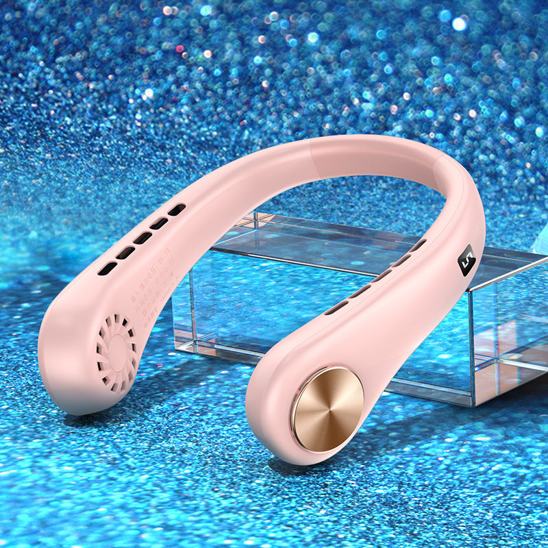 "New Mini Neck Fan, portable bladeless fan, hanging neck, rechargeable for summer sports cooling."