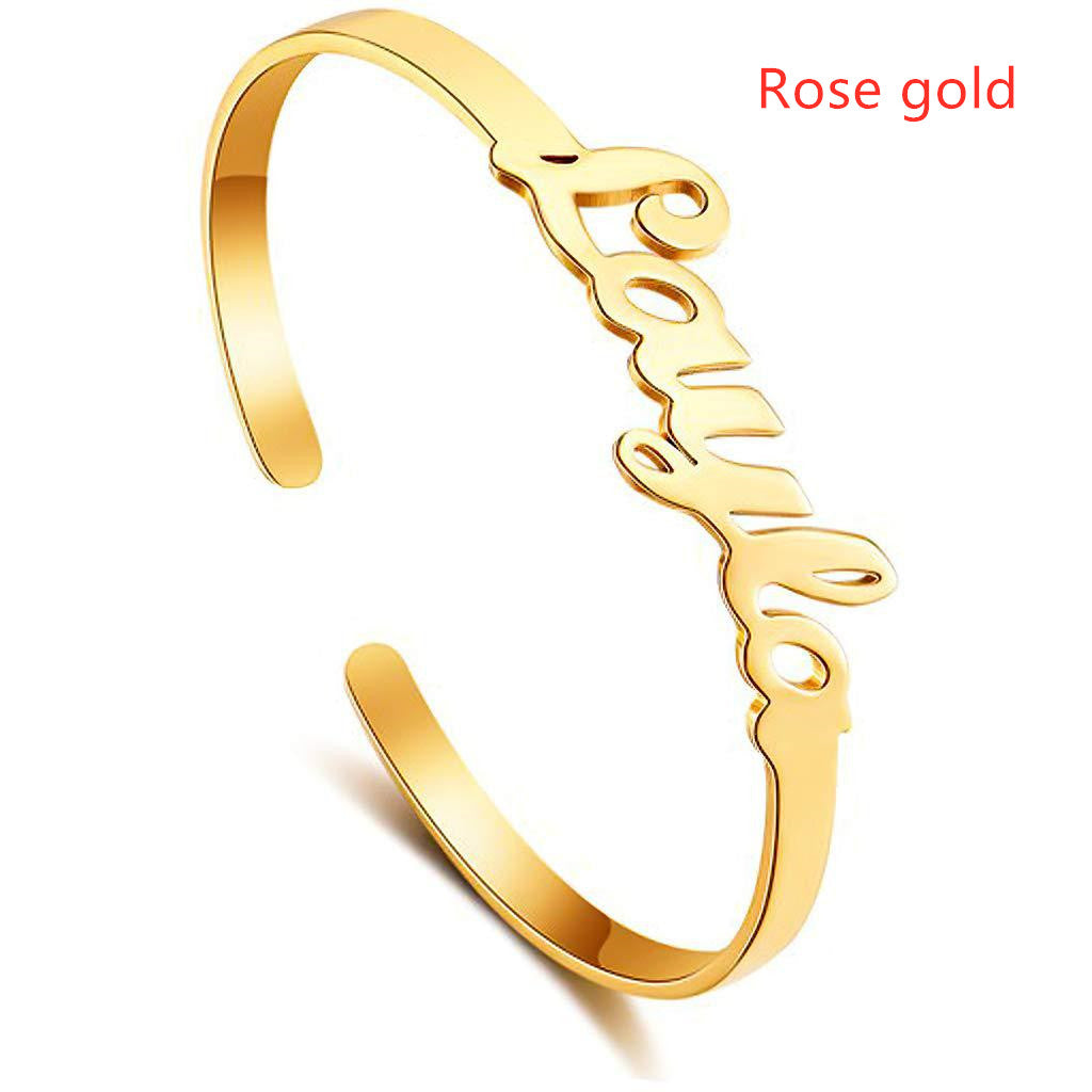 Customize your style with our stainless steel name bracelet—an elegant, personalized accessory for a unique touch.
