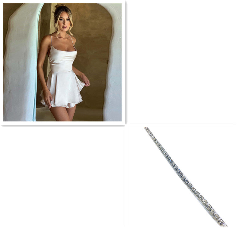 "Captivate in our backless satin dress – a chic blend of allure and sophistication for women."