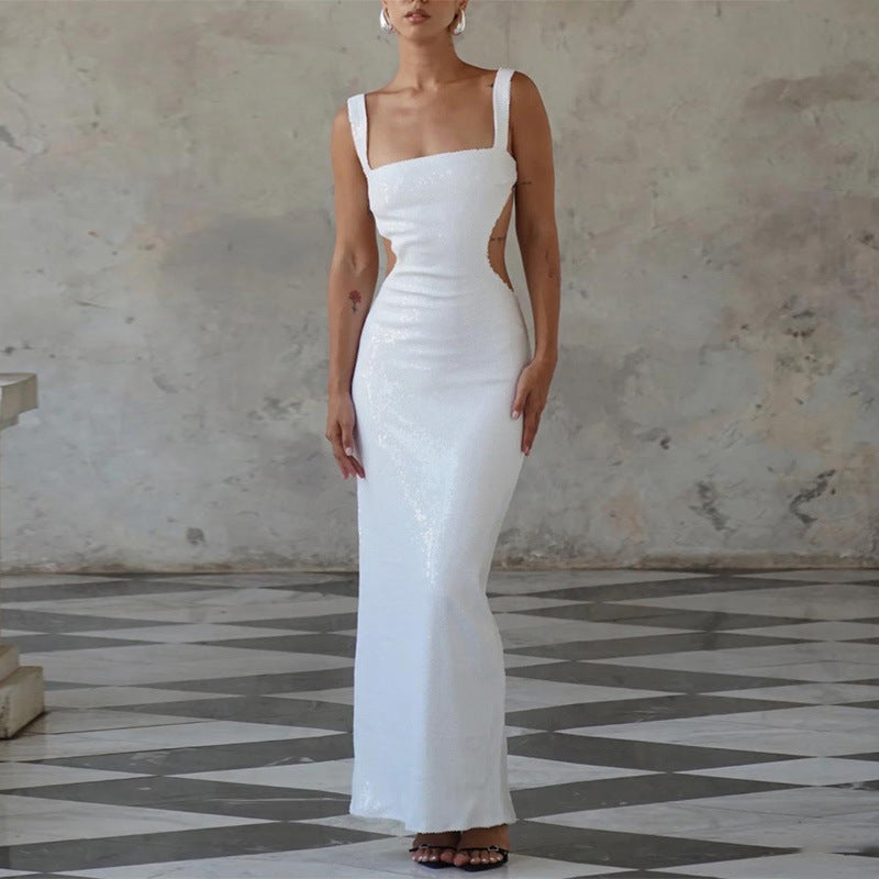 "Shop the allure of Sequin Sling Backless Dress at Yuchimagic store for dazzling, chic elegance."