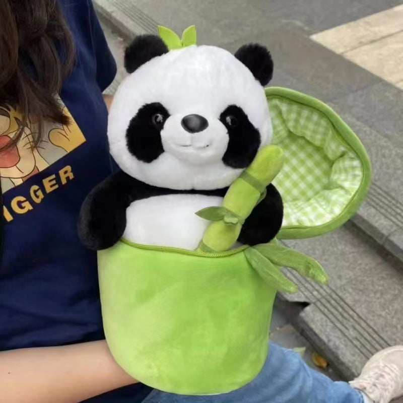 Bamboo Tube Flower Panda Pillow, Simulated Comfort