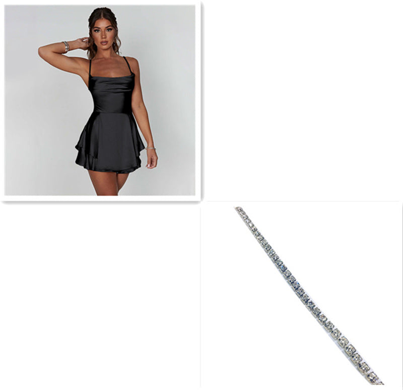 "Captivate in our backless satin dress – a chic blend of allure and sophistication for women."