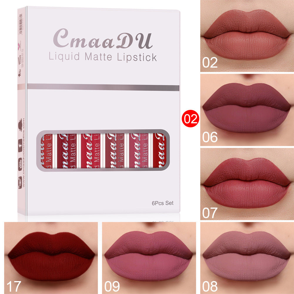 "Luscious lips await! Shop our Matte Non-stick Cup Waterproof Lipstick Set for enduring beauty today." image 7