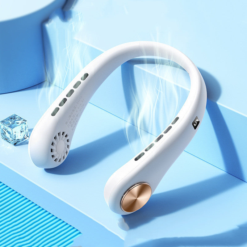 "New Mini Neck Fan, portable bladeless fan, hanging neck, rechargeable for summer sports cooling."