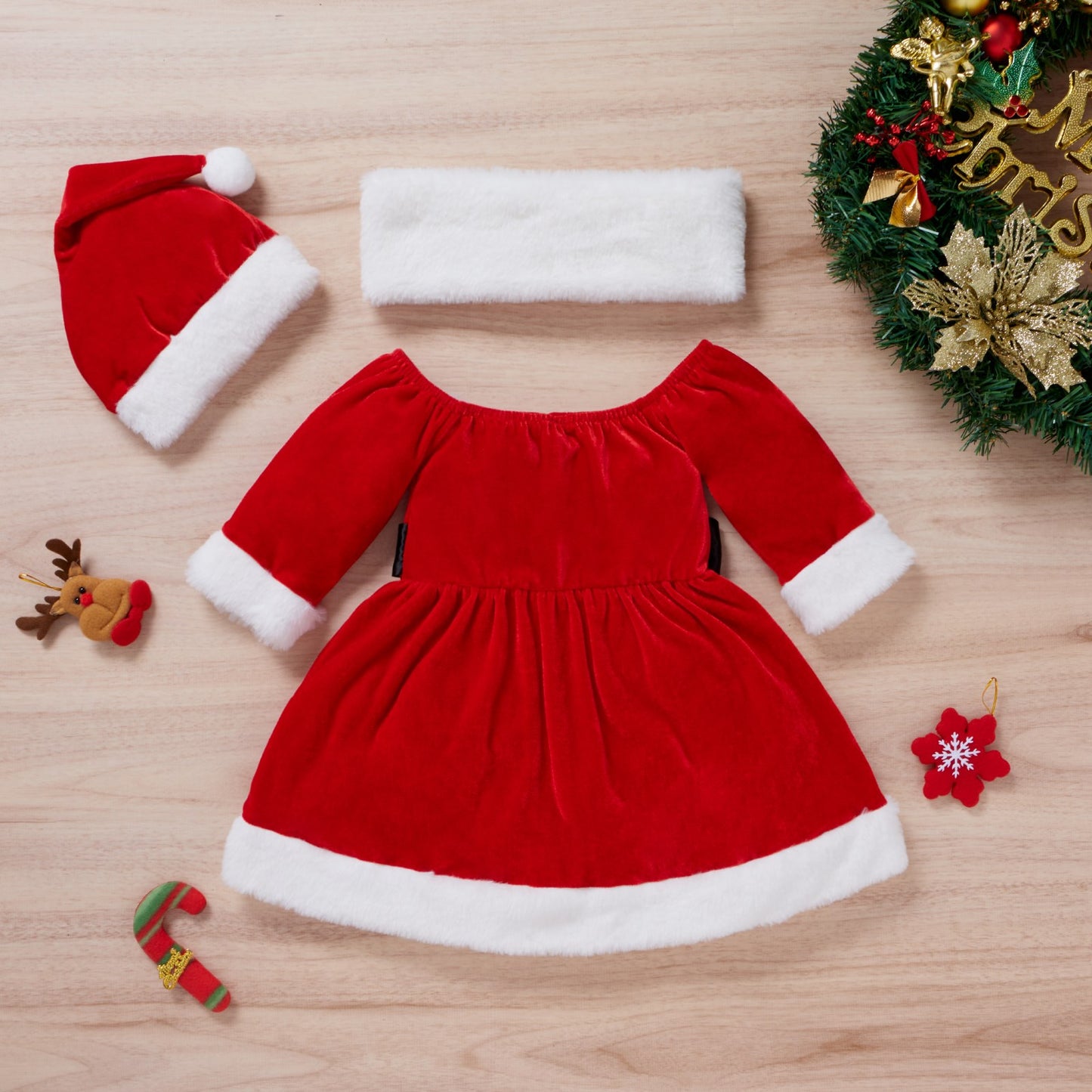 Adorable Toddler Christmas Dress with Hat & Scarf – festive charm for your little one! Available now. image 4