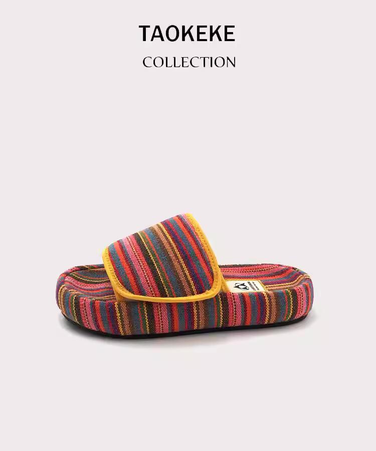 Summer Rainbow Canvas Outerwear Flip Flops