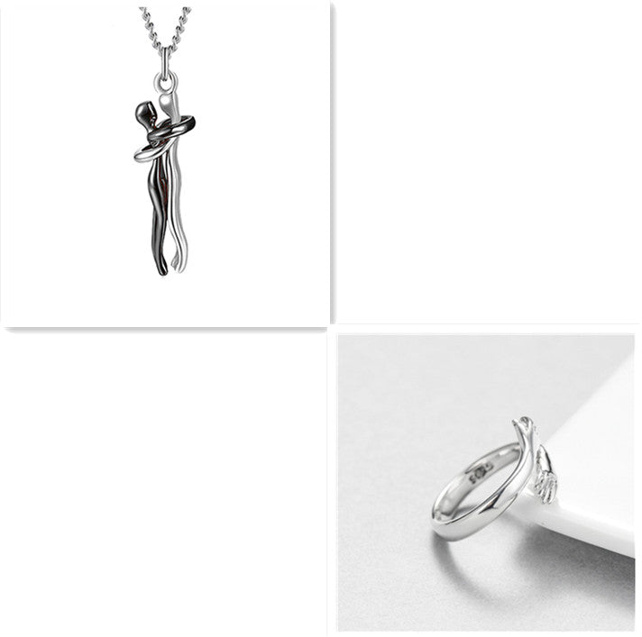 Love Hug Pendant Unisex Necklace Valentines Day Lover Gift