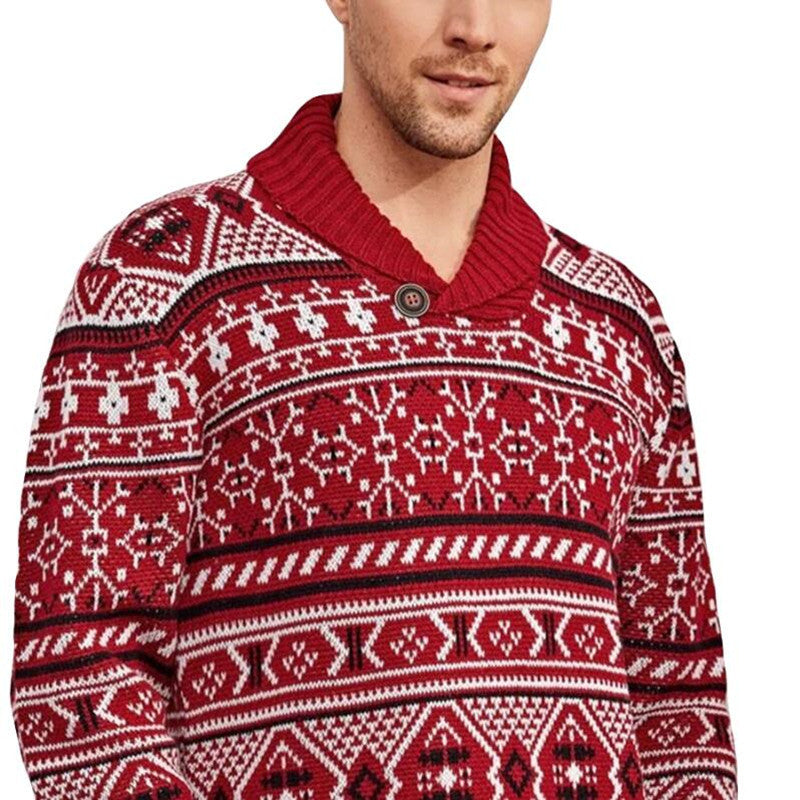 "Embrace festive style with our Christmas Elk Lapel Knitted Sweater for men. Shop warmth and style!" image5
