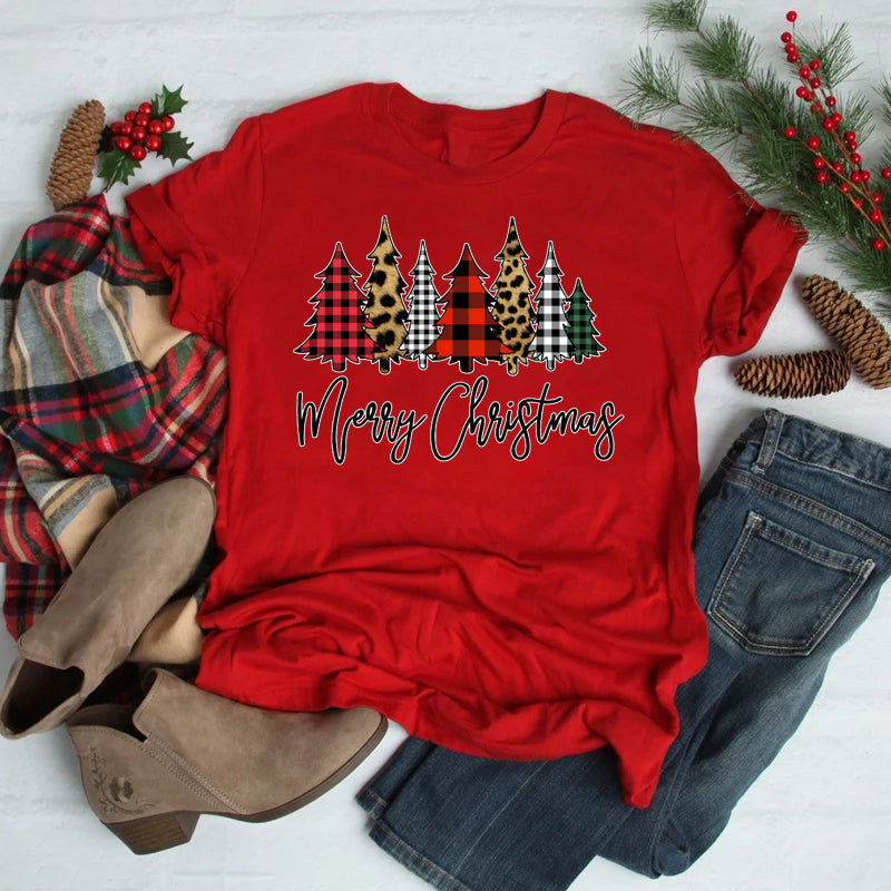 Festive Foreign Trade Christmas Tree T-shirt for Men and Women - celebrate the season in style! image 9