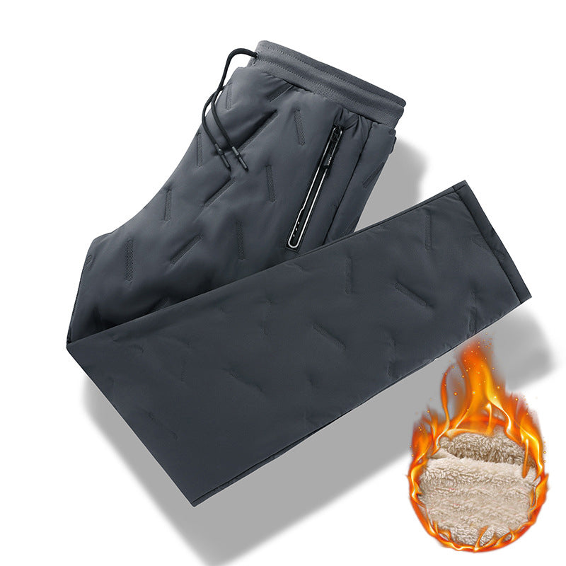 Men's Trousers Winter Velvet Thickening Loose Fleece Pants With Zip Pocket Large Size Windproof Warm Jogging