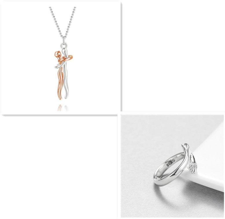 Love Hug Pendant Unisex Necklace Valentines Day Lover Gift