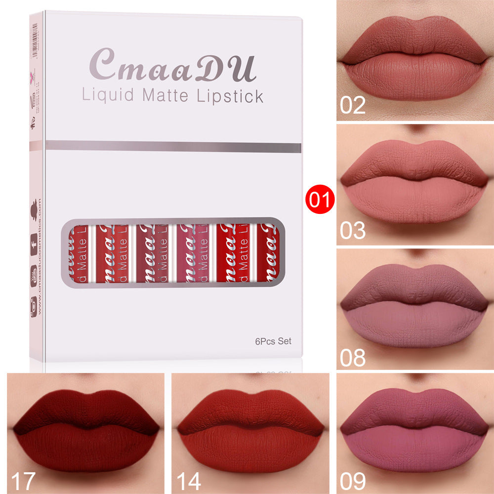 "Luscious lips await! Shop our Matte Non-stick Cup Waterproof Lipstick Set for enduring beauty today." image 3