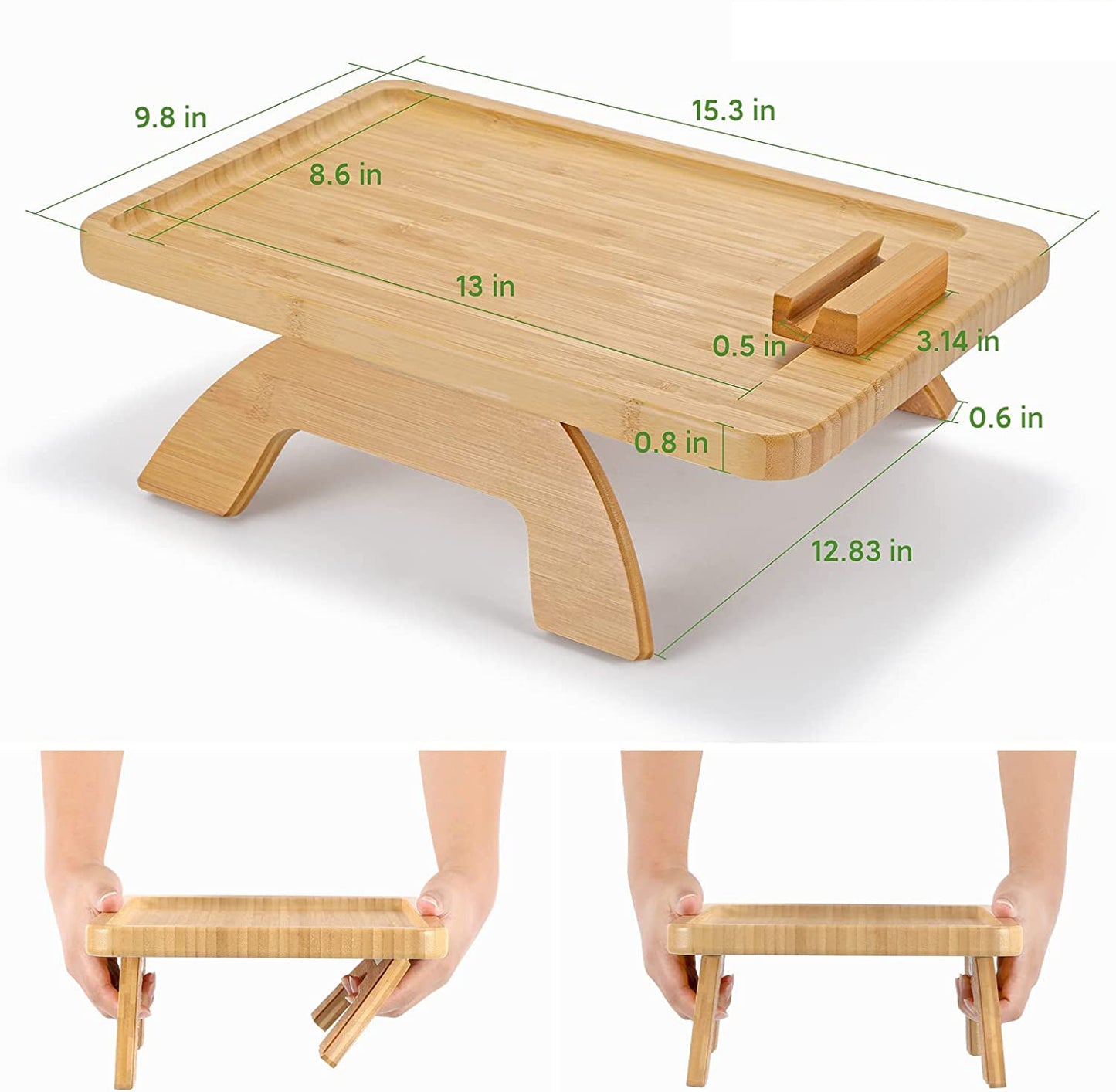 "Upgrade your space with our Non-Slip Wooden Table Couch Tray – a functional blend of style and convenience."