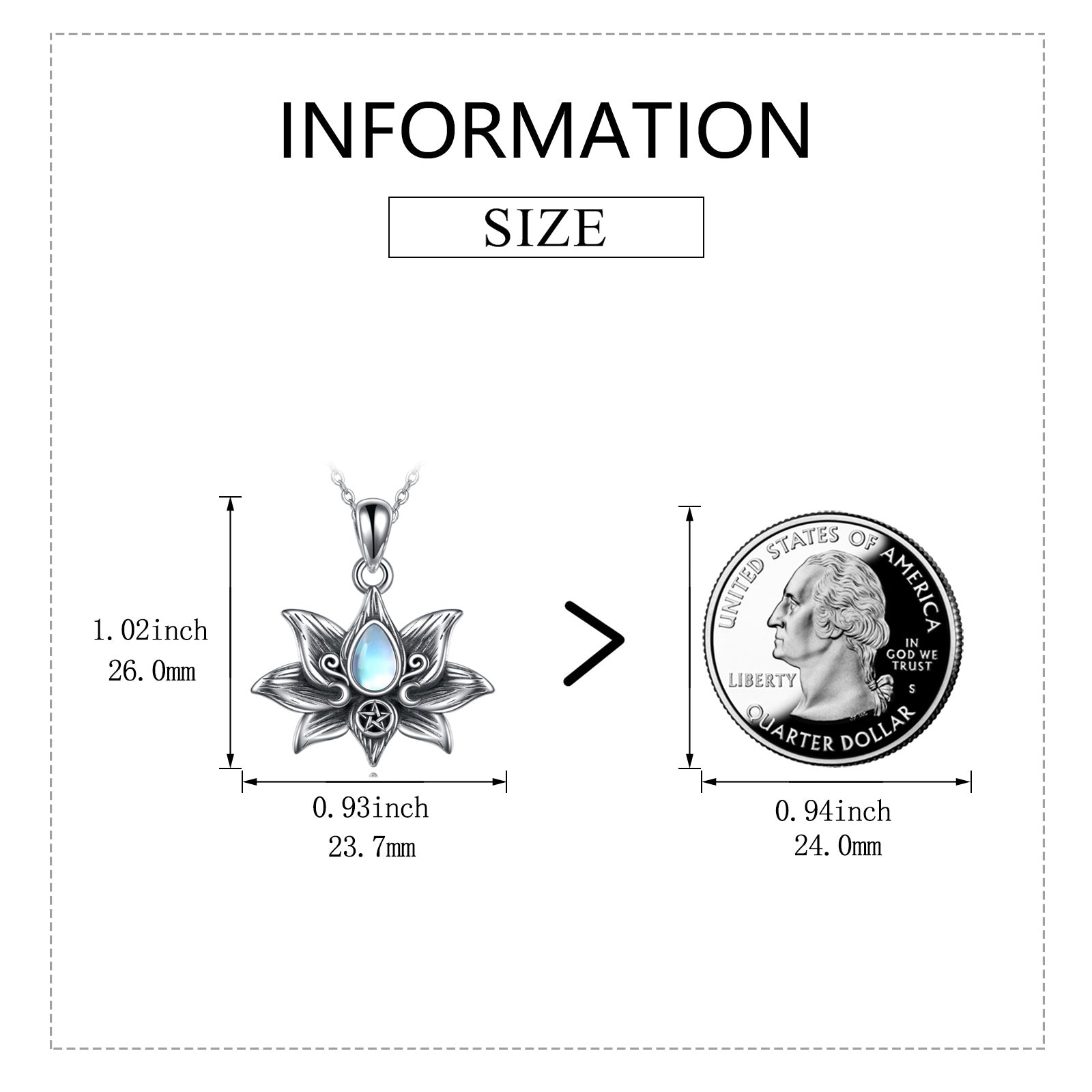 Silver Moonstone Lotus Flower necklace, Pendant Necklace, Jewelry Gifts for Women