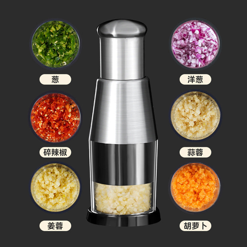 "Effortless garlic prep: Our kitchen chopper, the perfect garlic clove crusher for gourmet delights."