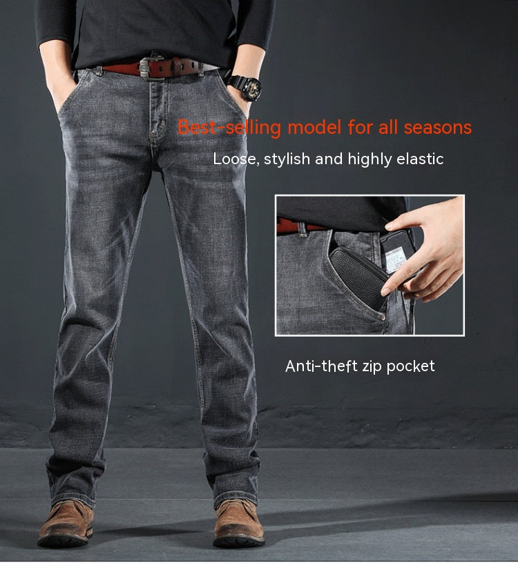 "Upgrade your style with Men's Loose Straight Smoky Gray Jeans – Comfort meets fashion perfection." image 4