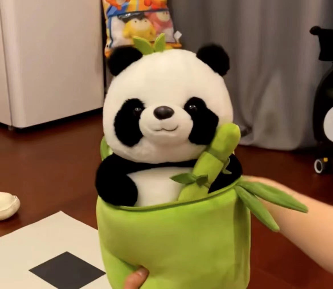 Bamboo Tube Flower Panda Pillow, Simulated Comfort