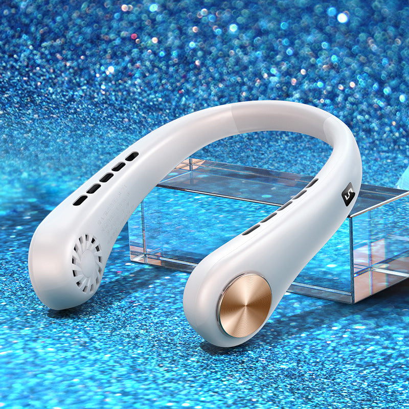 "New Mini Neck Fan, portable bladeless fan, hanging neck, rechargeable for summer sports cooling."