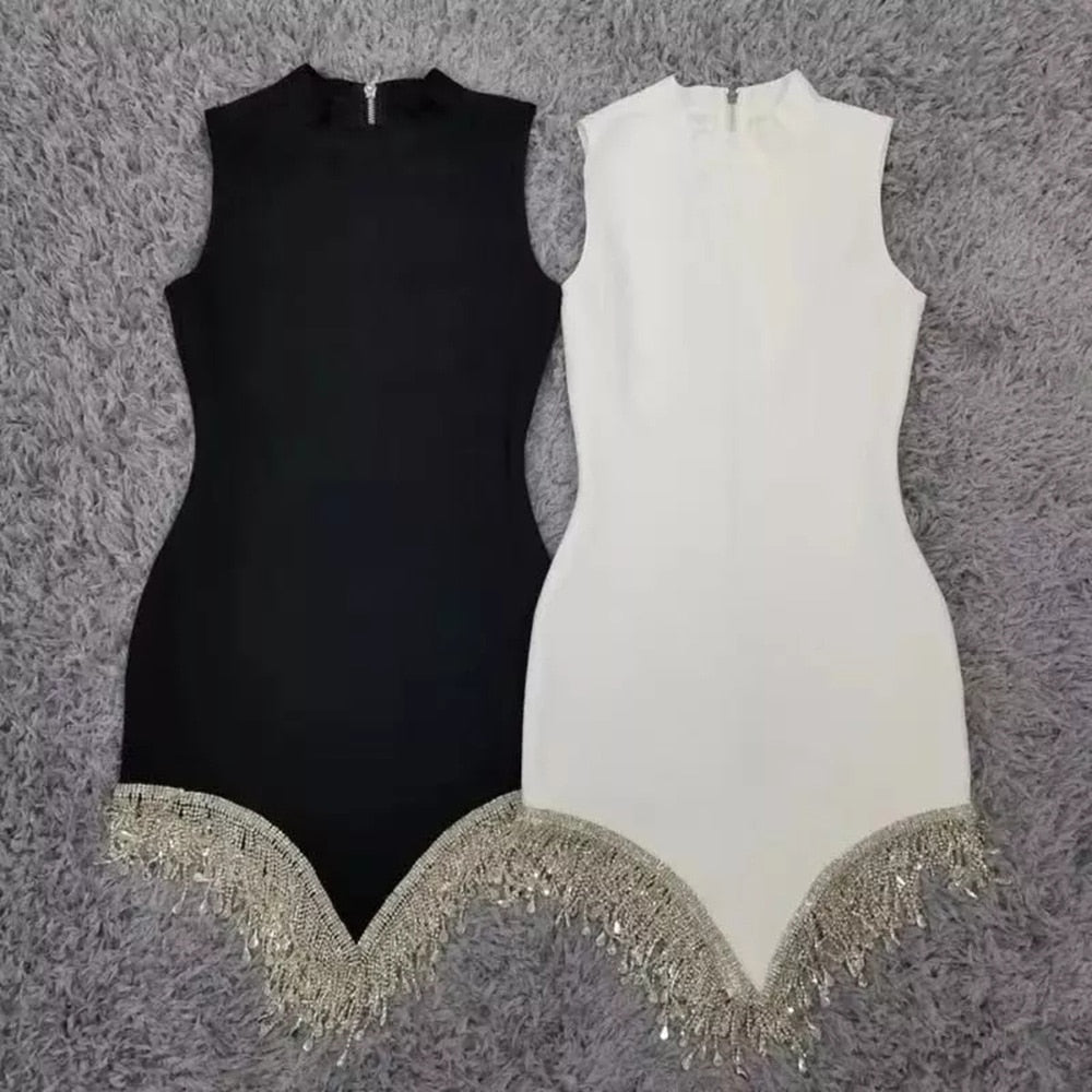 Women's Summer Skinny Sling Dress Black Sleeveless Shoulder Strappy Above Knee Dress