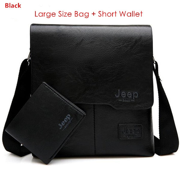 JEEP BULUO Man's Bag 2PC/Set Men Leather Messenger Shoulder Bags