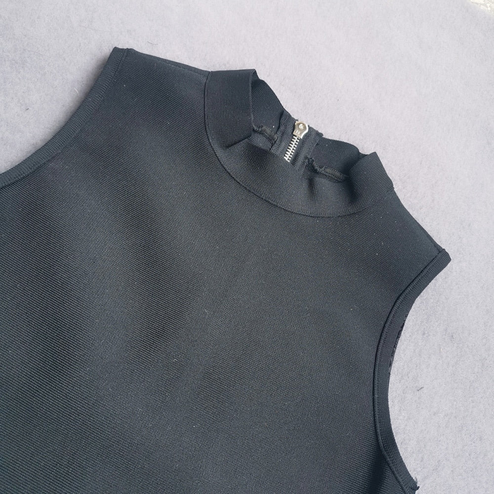 Women's Summer Skinny Sling Dress Black Sleeveless Shoulder Strappy Above Knee Dress