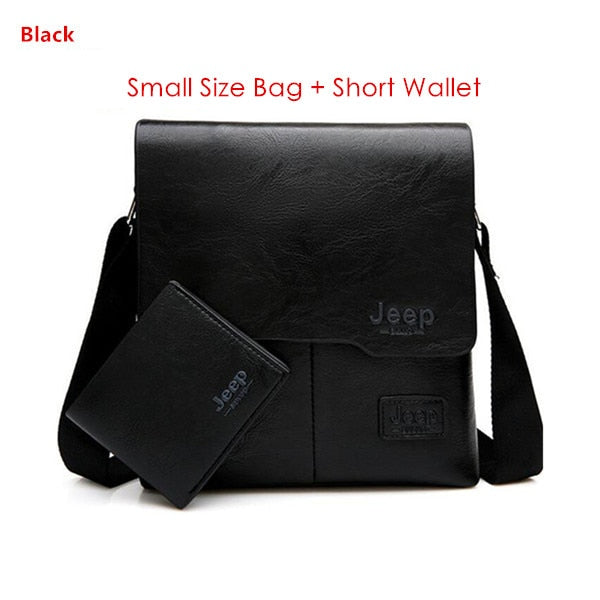 JEEP BULUO Man's Bag 2PC/Set Men Leather Messenger Shoulder Bags