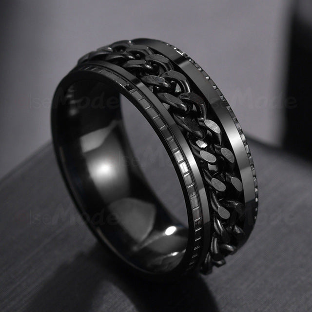 Letdiffery Cool Stainless Steel Rotatable Men Ring