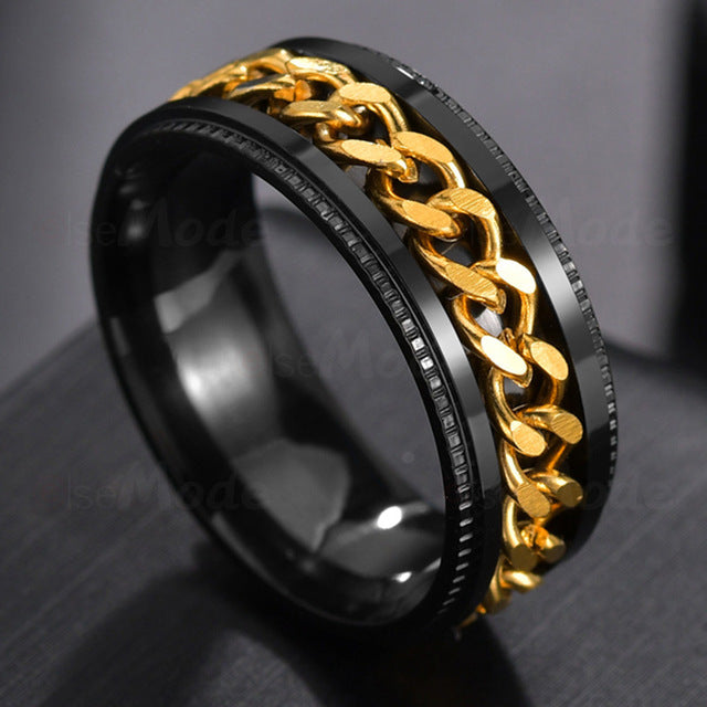 Letdiffery Cool Stainless Steel Rotatable Men Ring