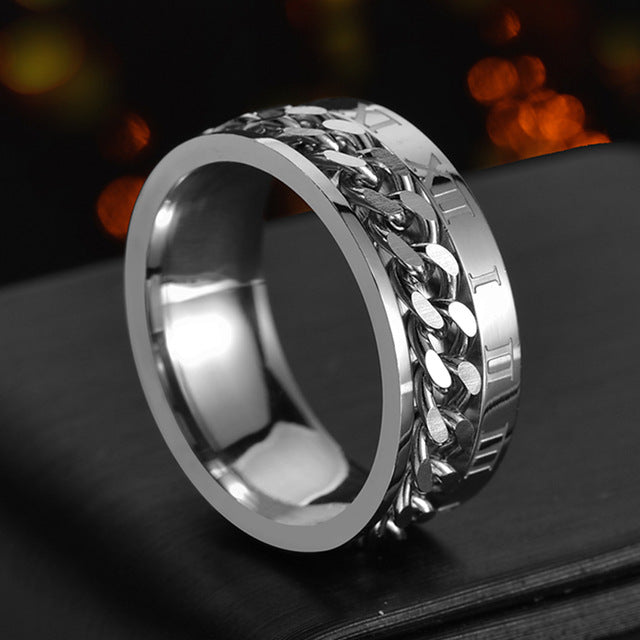 Letdiffery Cool Stainless Steel Rotatable Men Ring
