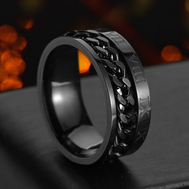 Letdiffery Cool Stainless Steel Rotatable Men Ring