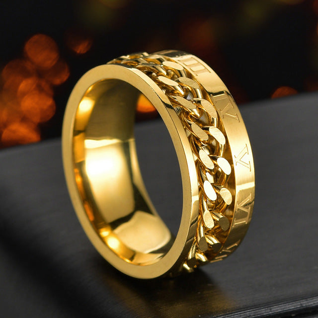 Letdiffery Cool Stainless Steel Rotatable Men Ring