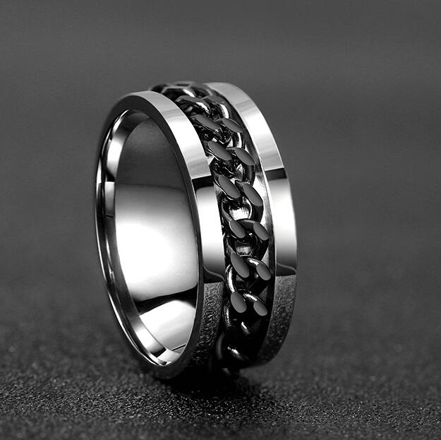 Letdiffery Cool Stainless Steel Rotatable Men Ring