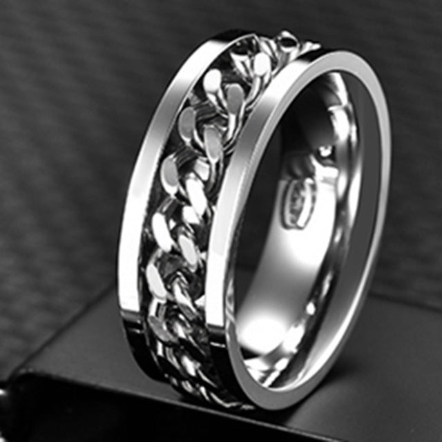 Letdiffery Cool Stainless Steel Rotatable Men Ring