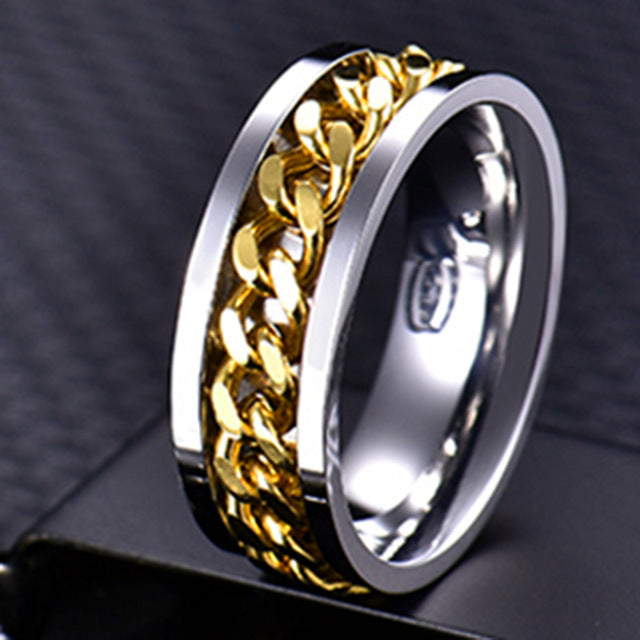 Letdiffery Cool Stainless Steel Rotatable Men Ring