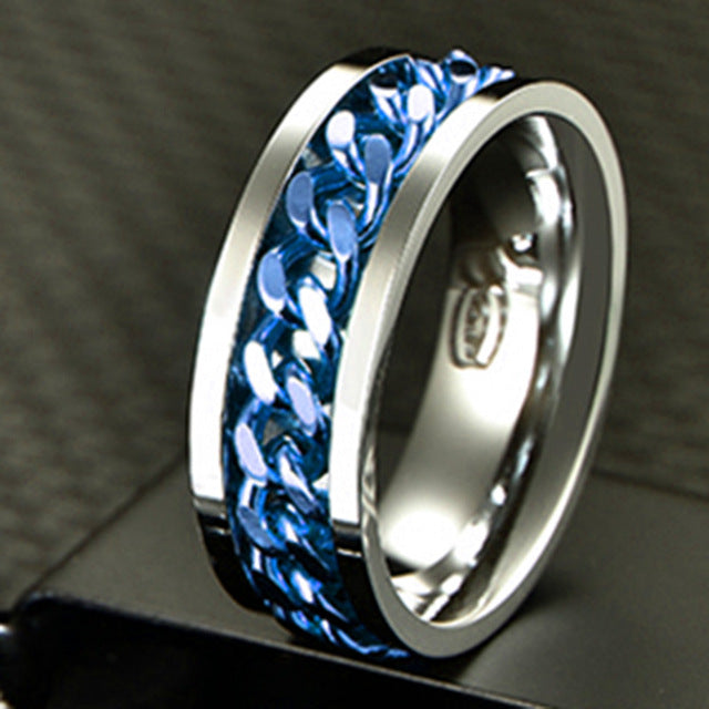 Letdiffery Cool Stainless Steel Rotatable Men Ring
