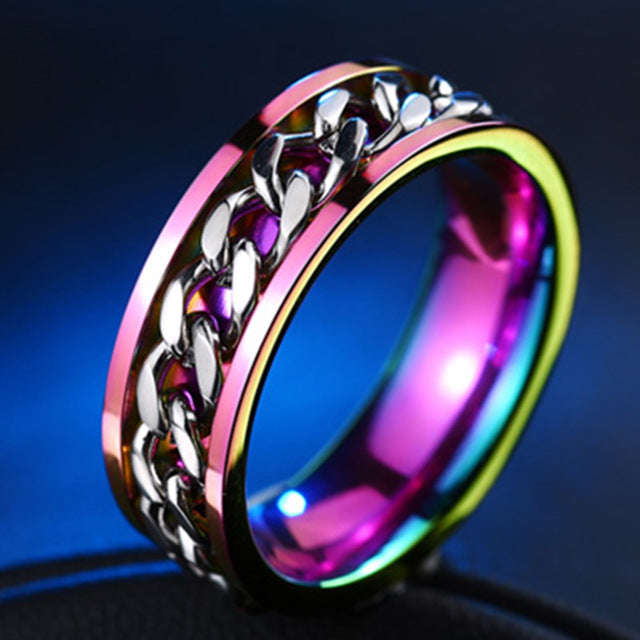 Letdiffery Cool Stainless Steel Rotatable Men Ring