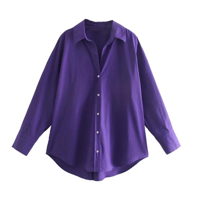 Tangada Women Basic Candy Color Shirts Long Sleeve Solid Turn Down Collar Elegant Office