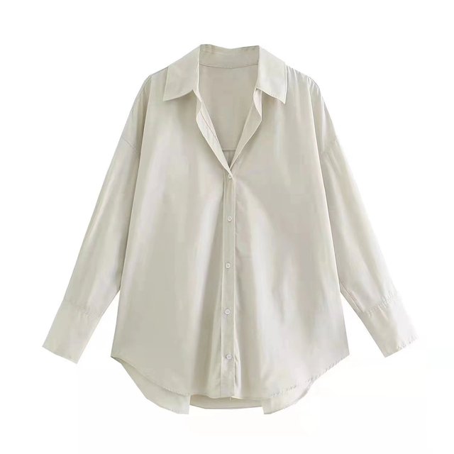 Tangada Women Basic Candy Color Shirts Long Sleeve Solid Turn Down Collar Elegant Office