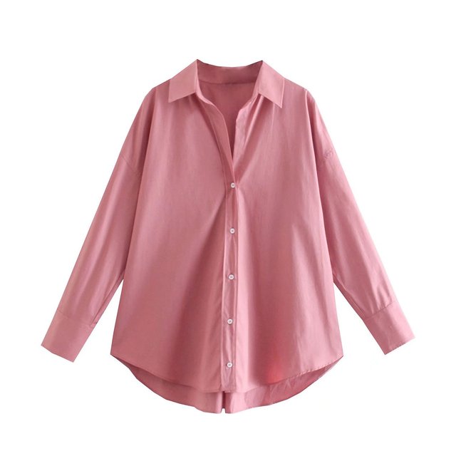 Tangada Women Basic Candy Color Shirts Long Sleeve Solid Turn Down Collar Elegant Office