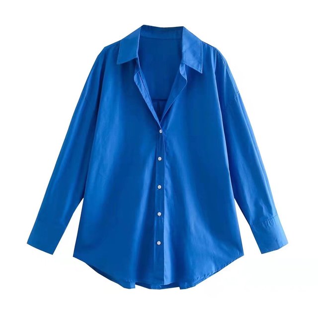 Tangada Women Basic Candy Color Shirts Long Sleeve Solid Turn Down Collar Elegant Office