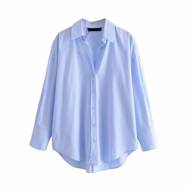Tangada Women Basic Candy Color Shirts Long Sleeve Solid Turn Down Collar Elegant Office