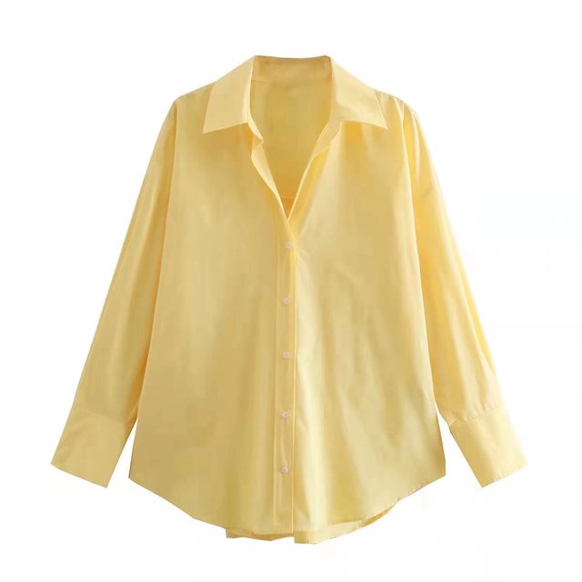 Tangada Women Basic Candy Color Shirts Long Sleeve Solid Turn Down Collar Elegant Office