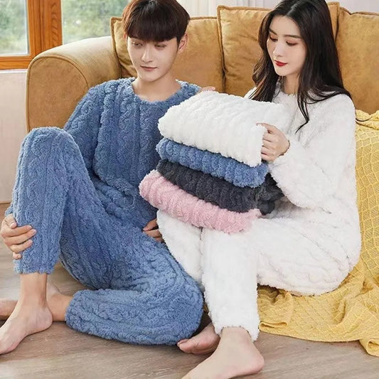  "Cozy up in style with our Fluffy Pajama Set – Thick coral velvet perfection for comfort!" image 1