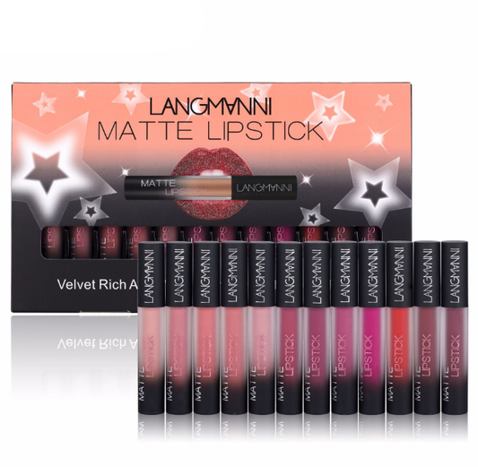 "Chic matte allure: Waterproof Velvet Lipstick Set for enduring, vibrant lips. Elevate your beauty routine." yuchimagic, image 2
