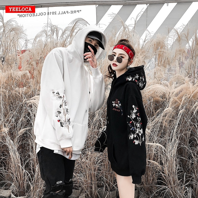 Embroidered winter couple hoodie