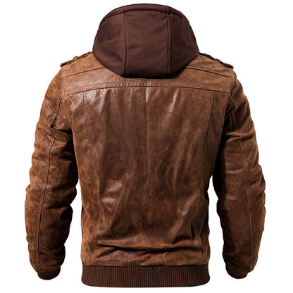 "Elevate your style with our Motorcycle Leather Jacket Men - Zip up warmth and streetwear flair." image  2